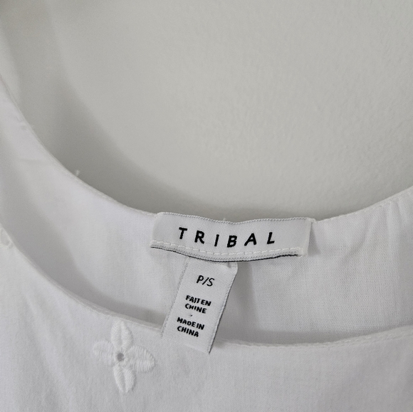 Tribal Eyelet Tiered Dress White Size S - Picture 4 of 7